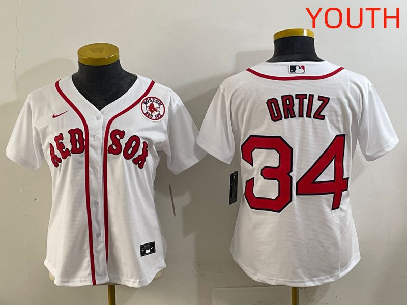 Youth 2025 Boston Red Sox #34 Ortiz White Game Nike MLB Jersey style 7